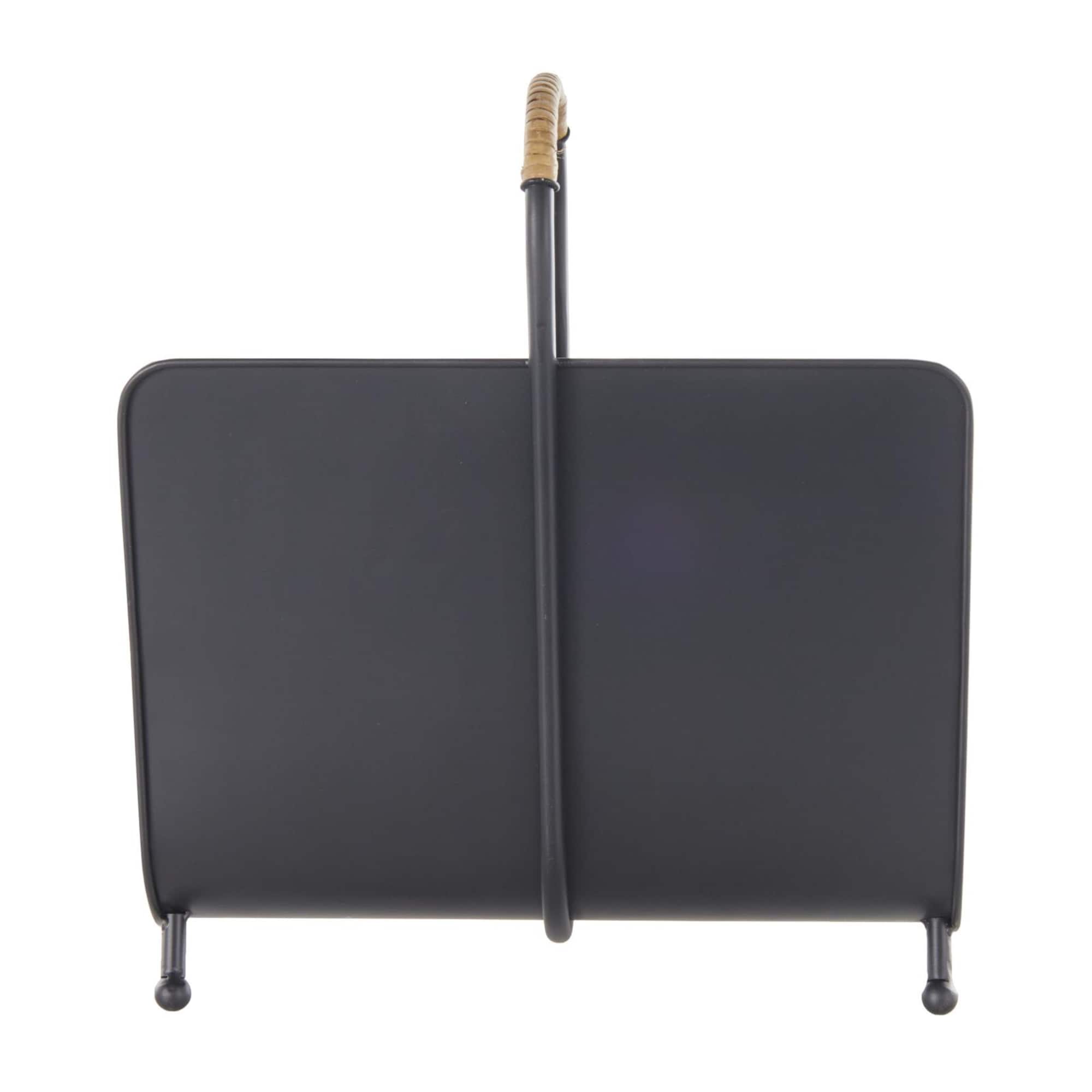 15" Black Metal Modern Decorative Magazine Holder with Loop Shaped Handle